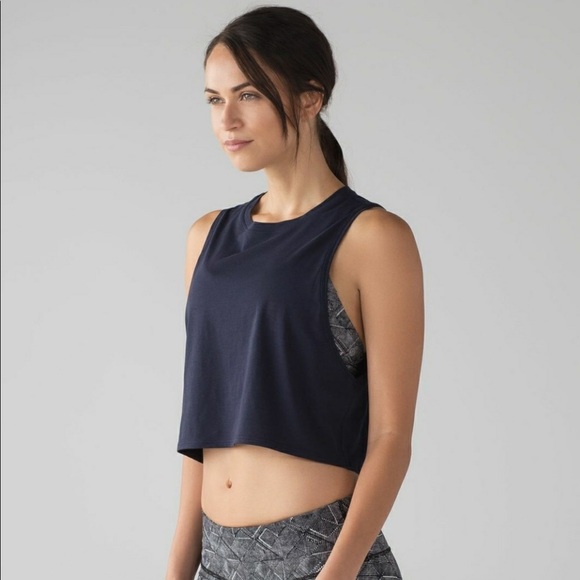 lululemon athletica Tops - Lululemon Cut Back Crop Tank - Midnight Navy